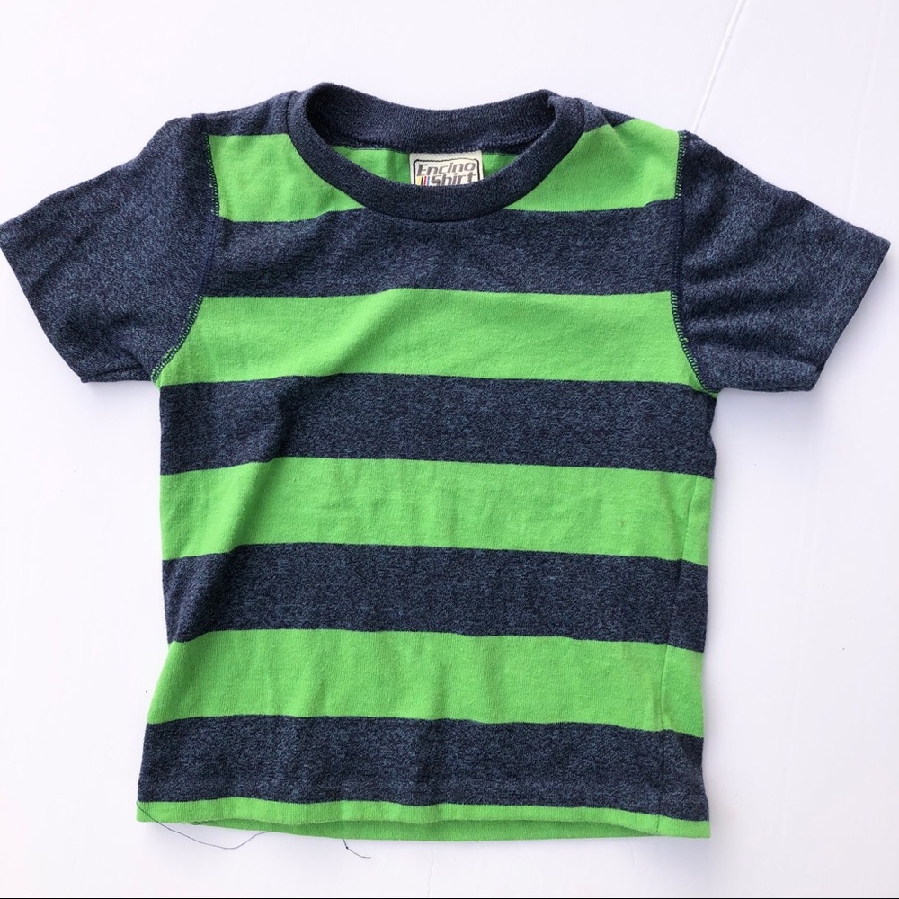 Vintage Blue Green Striped T Shirt 4T Short Sleeve